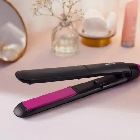 Philips StraightCare Essential BHS375/00 Plancha de Pelo ThermoProtect Placas Cerámicas con Queratina Negra